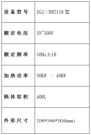 焯煮、油炸設備參數(shù)